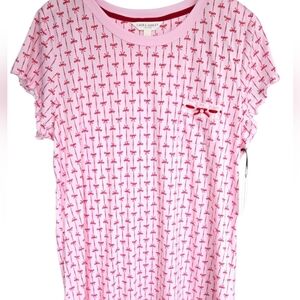 Laura Ashley Pink With Red Bows Nightgown Pajamas Sleepwear Size XL Ruffled Hem
